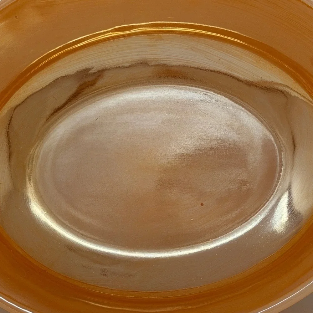 Vintage Fire King Peach Luster Oval Au Gratin Casserole Dish‎ Anchor Hocking